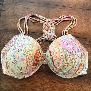 Victoria's Secret "The Fabulous" Pastel Printed Padded Bikini Top 34DD Swim